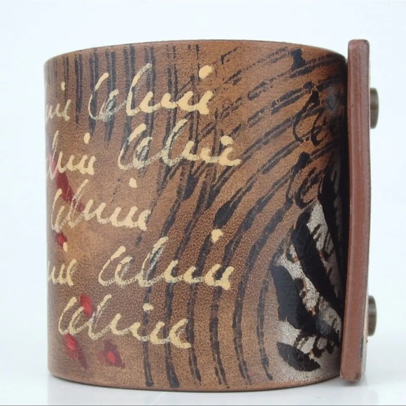 Authentic CELINE zebra pattern macadam bangle bracelet leather [Used] - Picture 3 of 9